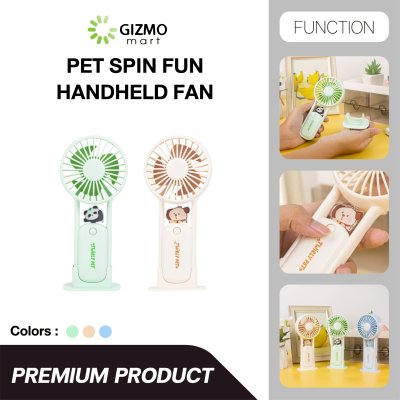 Pet Spin Fun Hand Held Fan พัดลมพกพา 2-in-1 พัดลมมือถือตั้งโต๊ะได้ ลายสัตว์เลี้ยงสุดน่ารัก รุ่น TYX9269