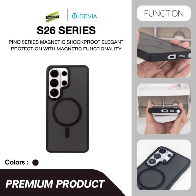 DEVIA Pino Series Magnetic Case Black เคสกันกระแทกเนื้อแมตต์ชาร์จไร้สาย สำหรับ Samsung Galaxy S26 Ultra