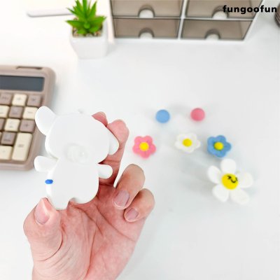 Fungoofun DIY Jibbitz Flower/Running Poppy ตัวติดกระเป๋าลายสุนัขพาสเทลหมุดซิลิโคนใส