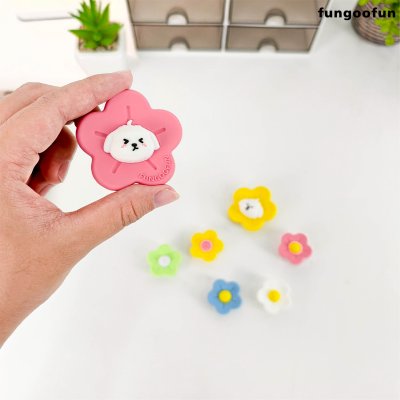 Fungoofun DIY Jibbitz Flower/Running Poppy ตัวติดกระเป๋าลายสุนัขพาสเทลหมุดซิลิโคนใส