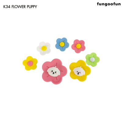 Fungoofun DIY Jibbitz Flower/Running Poppy ตัวติดกระเป๋าลายสุนัขพาสเทลหมุดซิลิโคนใส