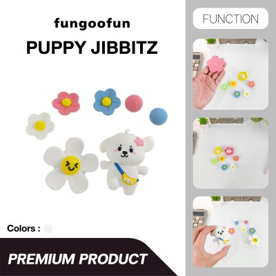 Fungoofun DIY Jibbitz Flower/Running Poppy ตัวติดกระเป๋าลายสุนัขพาสเทลหมุดซิลิโคนใส
