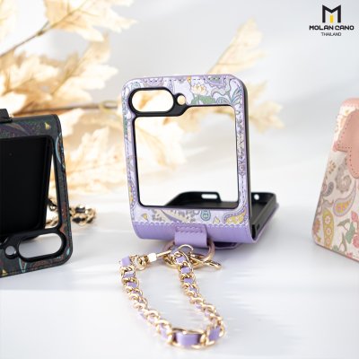 เคส Z Flip 6 Molan Cano หนังลายดอกไม้ มีสายคล้อง