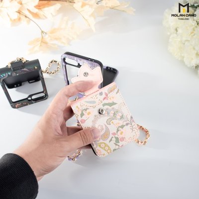 เคส Z Flip 6 Molan Cano หนังลายดอกไม้ มีสายคล้อง