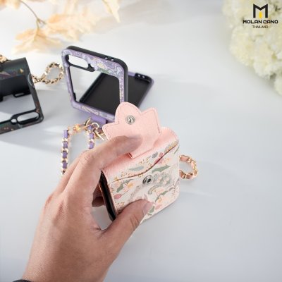 เคส Z Flip 6 Molan Cano หนังลายดอกไม้ มีสายคล้อง