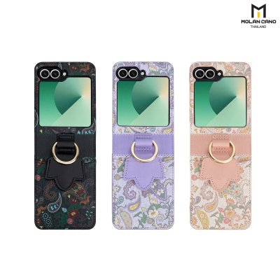 เคส Z Flip 6 Molan Cano หนังลายดอกไม้ มีสายคล้อง
