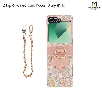 เคส Z Flip 6 Molan Cano หนังลายดอกไม้ มีสายคล้อง