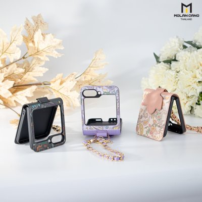 เคส Z Flip 6 Molan Cano หนังลายดอกไม้ มีสายคล้อง