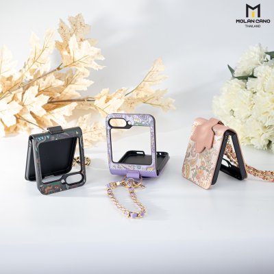 เคส Z Flip 6 Molan Cano หนังลายดอกไม้ มีสายคล้อง