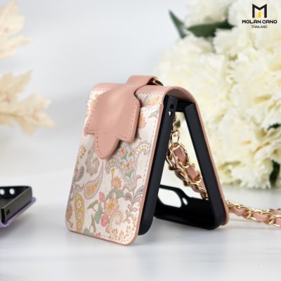 เคส Z Flip 6 Molan Cano หนังลายดอกไม้ มีสายคล้อง