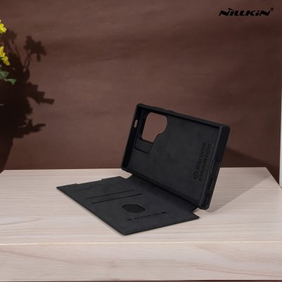 Nillkin Qin Prop Leather เคสหนัง ฝาพับ มีที่ปิดเลนส์ ขาตั้ง เก็บบัตรได้เยอะ รุ่น S24 Ultra ดำ/น้ำตาล