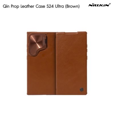 Nillkin Qin Prop Leather เคสหนัง ฝาพับ มีที่ปิดเลนส์ ขาตั้ง เก็บบัตรได้เยอะ รุ่น S24 Ultra ดำ/น้ำตาล
