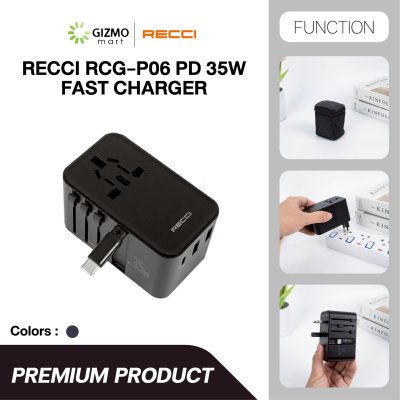 Recci หัวแปลงปลั๊กไฟ Universal PD 35W Retractable รุ่น RCG-P06