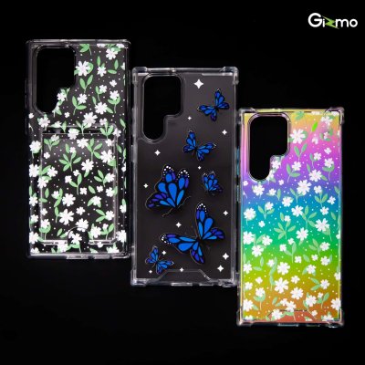 Gizmo เคสซัมซุง เคสS22 Galaxy S22 ultra เคสใส ยกขอบกันกระแทก รุ่น Fusion Strong-X สกรีนลายดอกไม้