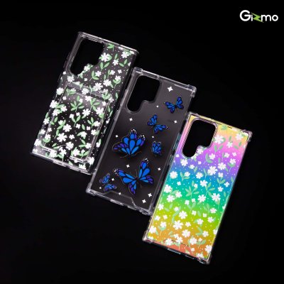 Gizmo เคสซัมซุง เคสS22 Galaxy S22 ultra เคสใส ยกขอบกันกระแทก รุ่น Fusion Strong-X สกรีนลายดอกไม้