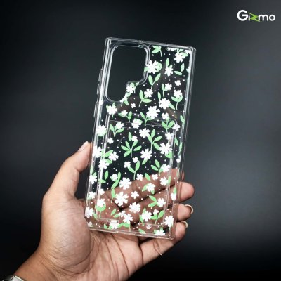 Gizmo เคสซัมซุง เคสS22 Galaxy S22 ultra เคสใส ยกขอบกันกระแทก รุ่น Fusion Strong-X สกรีนลายดอกไม้