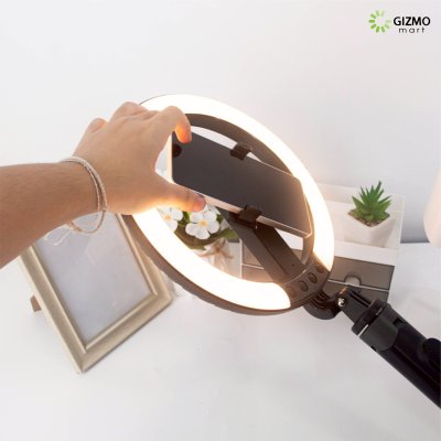 P61Q Aluminum Ring Light Selfie Stick 2.05M Black ไม้เซลฟี่ไฟวงแหวน ขาตั้งกล้องไลฟ์สดอัจฉริยะ