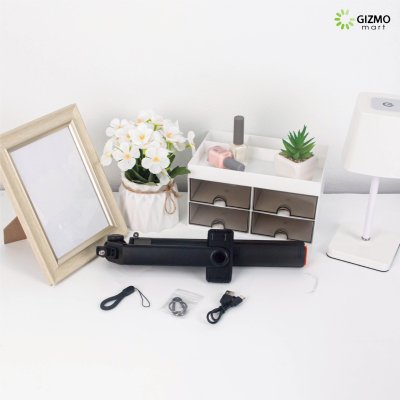 T03 Selfie Stick Auto Pop Open 360 Rotating Pan Tilt Black ไม้เซลฟี่ขาตั้งกล้องบลูทูธ ยืดสูงสุด 1.96 เมตร
