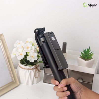 T03 Selfie Stick Auto Pop Open 360 Rotating Pan Tilt Black ไม้เซลฟี่ขาตั้งกล้องบลูทูธ ยืดสูงสุด 1.96 เมตร