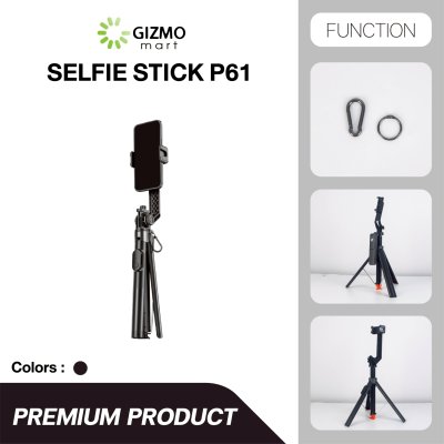 P61 Selfie Stick Aluminum Auto Pop Open Black ไม้เซลฟี่ขาตั้งกล้อง