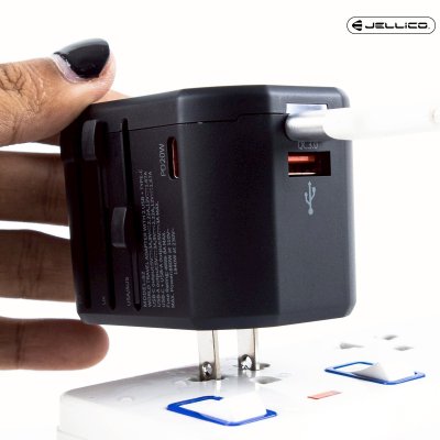 JELLICO หัวแปลงปลั๊กไฟ 100V-240V travel charger PD+QC 20W รุ่น S2