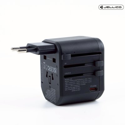 JELLICO หัวแปลงปลั๊กไฟ 100V-240V travel charger PD+QC 20W รุ่น S2