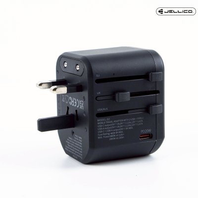 JELLICO หัวแปลงปลั๊กไฟ 100V-240V travel charger PD+QC 20W รุ่น S2