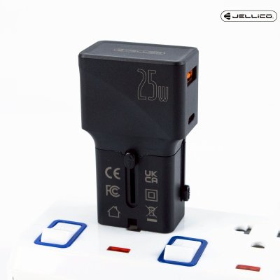 JELLICO หัวแปลงปลั๊กไฟ Universal Adapter Mini Pocket Charger 25W รุ่น S6