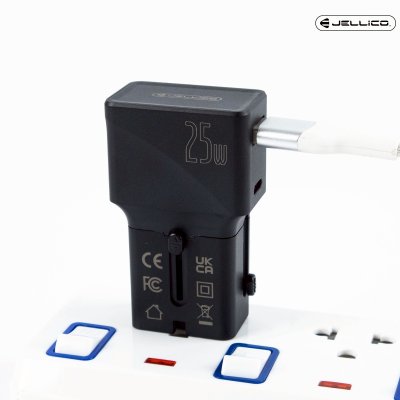 JELLICO หัวแปลงปลั๊กไฟ Universal Adapter Mini Pocket Charger 25W รุ่น S6