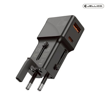 JELLICO หัวแปลงปลั๊กไฟ Universal Adapter Mini Pocket Charger 25W รุ่น S6