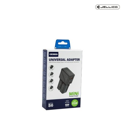 JELLICO หัวแปลงปลั๊กไฟ Universal Adapter Mini Pocket Charger 25W รุ่น S6