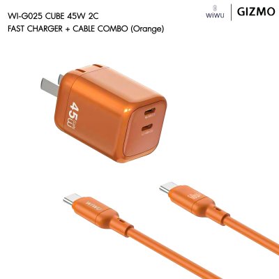 WiWU Cube 45W 2C PD Fast Charge อะแดปเตอร์ชาร์จพร้อมสาย Travel Adapter Combo
