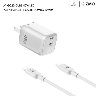 WiWU Cube 45W 2C PD Fast Charge อะแดปเตอร์ชาร์จพร้อมสาย Travel Adapter Combo