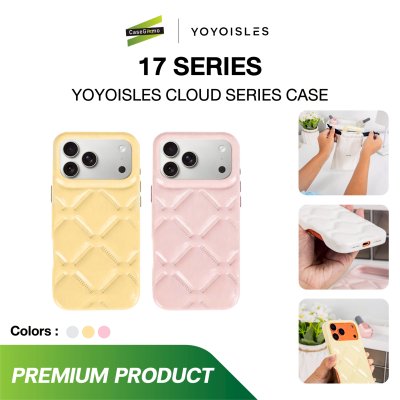 YOYOISLES Cloud Series Case iPhone 17 Pro Max เคสโทรศัพท์ลายตารางนูน 3D สไตล์มินิมอลหรูหรา