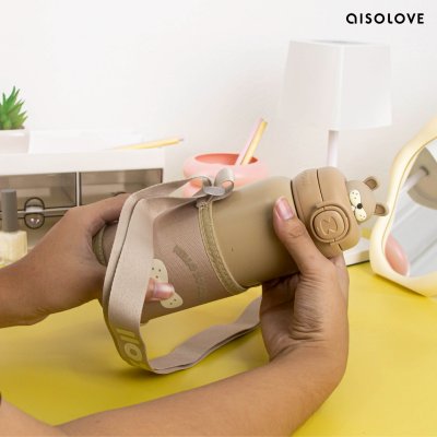 AISOLOVE Zoyzoii Children Animal Mug กระติกน้ำเด็กเก็บอุณหภูมิ มีหลอดดูด ลายสัตว์ รุ่น E8 ขนาด 450 Ml.