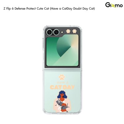 Gizmo Defense Protect Cutecat รุ่น Galaxy Z Flip 6 Printing Case เคสซัมซุง เคสกันรอย-ขอบสีใสสกีนลาย