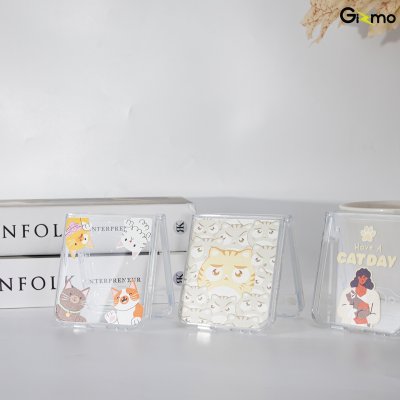 Gizmo Defense Protect Cutecat รุ่น Galaxy Z Flip 6 Printing Case เคสซัมซุง เคสกันรอย-ขอบสีใสสกีนลาย