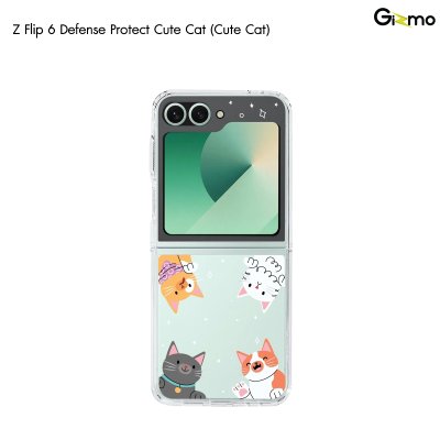 Gizmo Defense Protect Cutecat รุ่น Galaxy Z Flip 6 Printing Case เคสซัมซุง เคสกันรอย-ขอบสีใสสกีนลาย