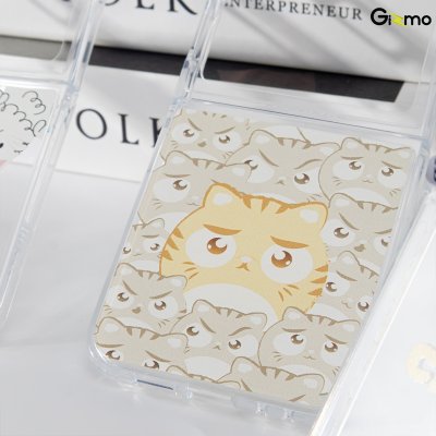 Gizmo Defense Protect Cutecat รุ่น Galaxy Z Flip 6 Printing Case เคสซัมซุง เคสกันรอย-ขอบสีใสสกีนลาย
