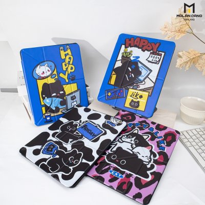 Molan Cano เคสไอแพด iPad Multi stand หลังใส ฝาพับ สกีนลาย มีช่องเก็บปากกา