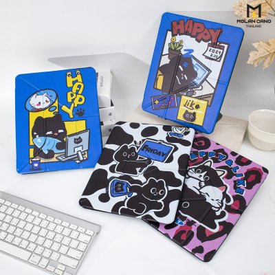Molan Cano เคสไอแพด iPad Multi stand หลังใส ฝาพับ สกีนลาย มีช่องเก็บปากกา