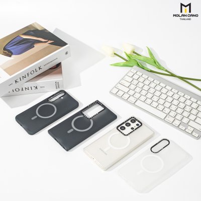 MOLAN CANO รุ่น S24 ,S24 plus ,S24 Ultra เคสชาร์จได้ เคสนิ่มเนื้อสัมผัสแมท Jelly Matte สีขาว-ชา สำหรับSamsung