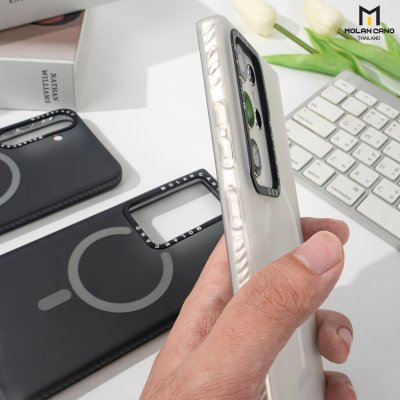 MOLAN CANO รุ่น S24 ,S24 plus ,S24 Ultra เคสชาร์จได้ เคสนิ่มเนื้อสัมผัสแมท Jelly Matte สีขาว-ชา สำหรับSamsung