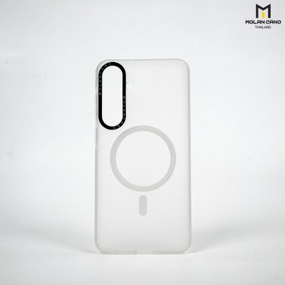 MOLAN CANO รุ่น S24 ,S24 plus ,S24 Ultra เคสชาร์จได้ เคสนิ่มเนื้อสัมผัสแมท Jelly Matte สีขาว-ชา สำหรับSamsung