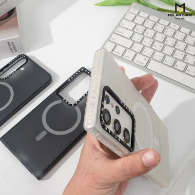 MOLAN CANO รุ่น S24 ,S24 plus ,S24 Ultra เคสชาร์จได้ เคสนิ่มเนื้อสัมผัสแมท Jelly Matte สีขาว-ชา สำหรับSamsung