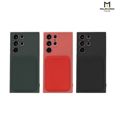 เคสใส่บัตร Molan S23/S24 Ultra ซิลิโคนนุ่ม บุผ้าใน