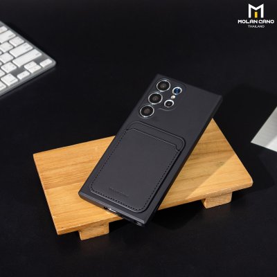 เคสใส่บัตร Molan S23/S24 Ultra ซิลิโคนนุ่ม บุผ้าใน