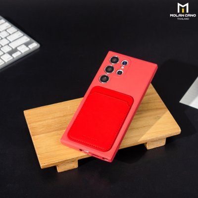 เคสใส่บัตร Molan S23/S24 Ultra ซิลิโคนนุ่ม บุผ้าใน