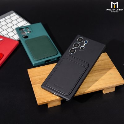 เคสใส่บัตร Molan S23/S24 Ultra ซิลิโคนนุ่ม บุผ้าใน