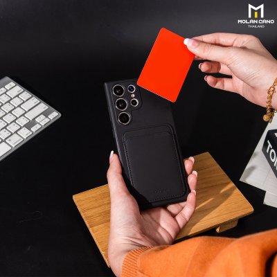 เคสใส่บัตร Molan S23/S24 Ultra ซิลิโคนนุ่ม บุผ้าใน